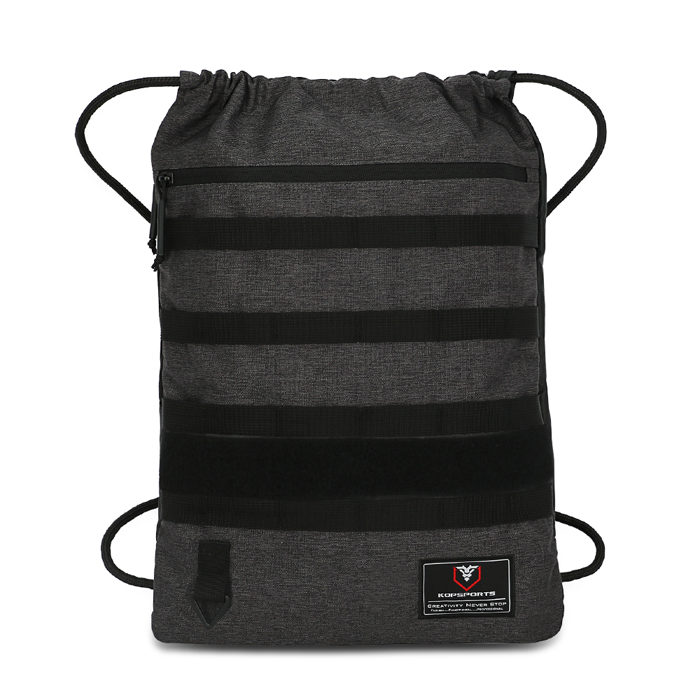KOP OEM Custom Water Resistant Rip-stop Polyester Drawstring Pouch Bag for Men and Women with Multi-pocket Storage