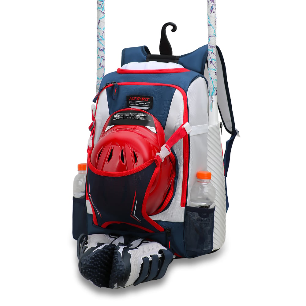 KOP Custom Wholesale Black Charcoal Softball Bag Baseball Backpack with 4 Bats Holders and Cleats Compartment for Players 