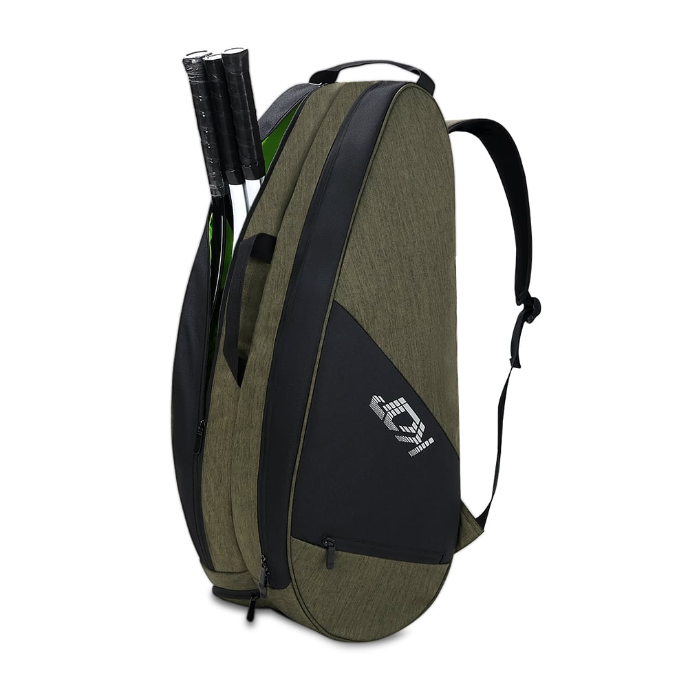 KOP Custom Wholesale Durable Black Green Tour Tennis Racket Bag with 6PK Compartment and Vented Shoes Compartment