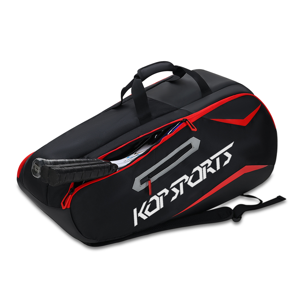 KOP OEM Custom High Quality Waterproof 6PK Tennis Racket Bags with Shoe Compartment