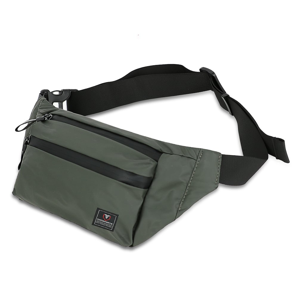 KOP OEM Durable New Design Waterproof Green Waist Bag Fanny Pack for Men and Women with Multi-pocket Storage and Custom Logo