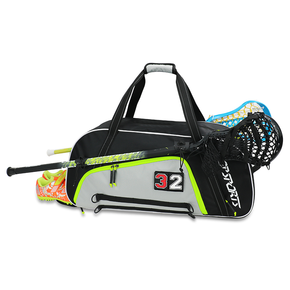 KOP OEM Wholesale Lightweight Water Resistant Lacrosse Duffel Stick Bag for Player with Shoes Compartment and Custom Print Logo