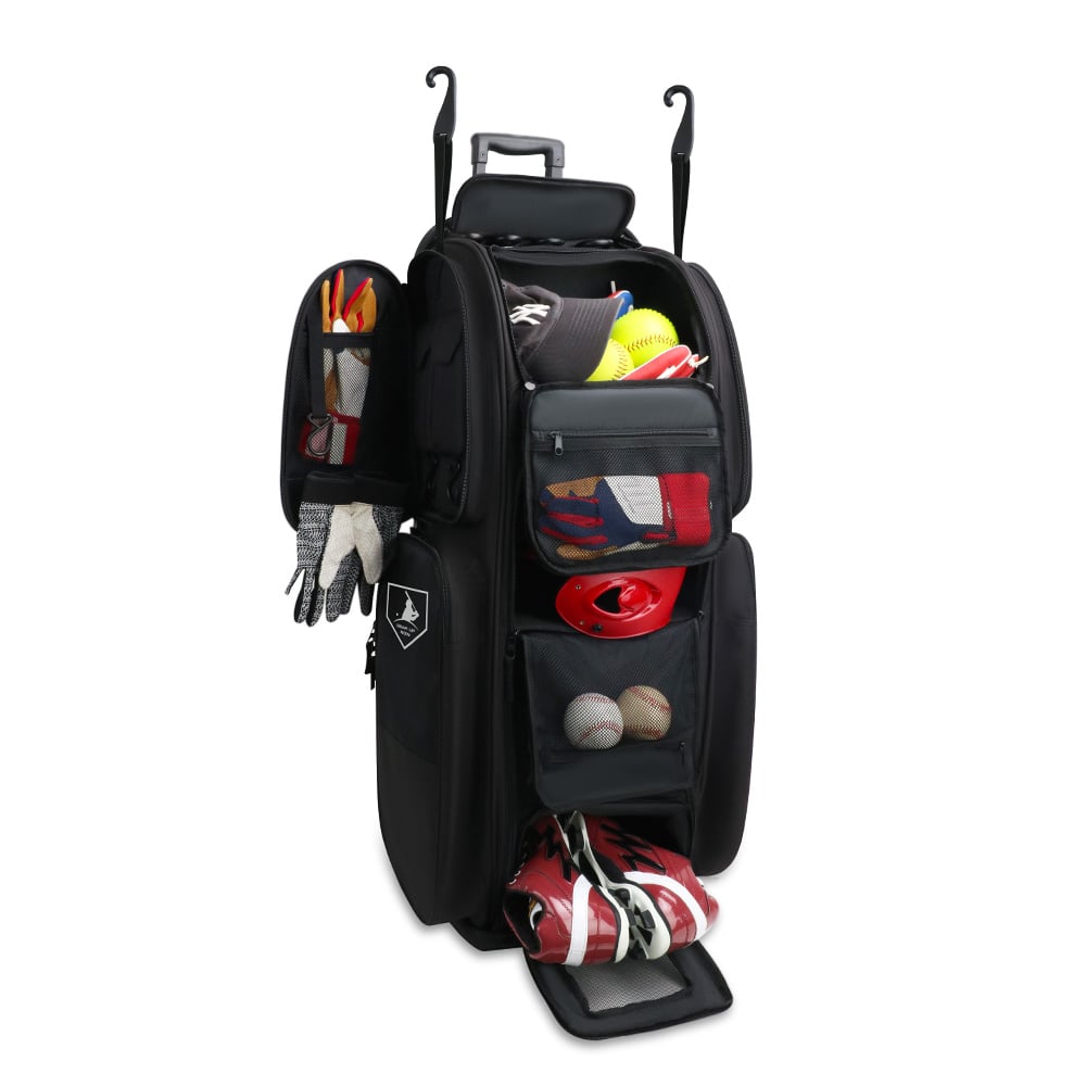 KOP OEM Wholesale Custom Large Capacity Softball Baseball Rolling Bat Bag with EVA Bottom for Players 
