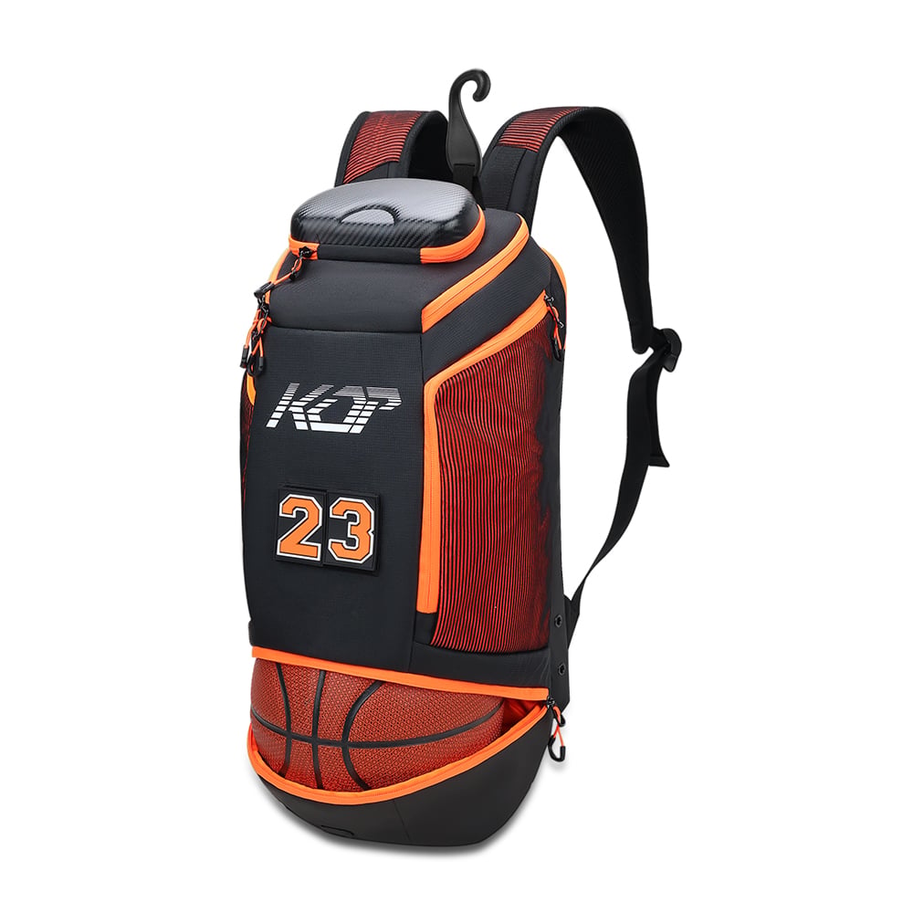 KOP OEM Newest Custom Logo Football Soccer Volleyball Basketball Backpack for Man and Women with Ball Compartment and Fence Hook