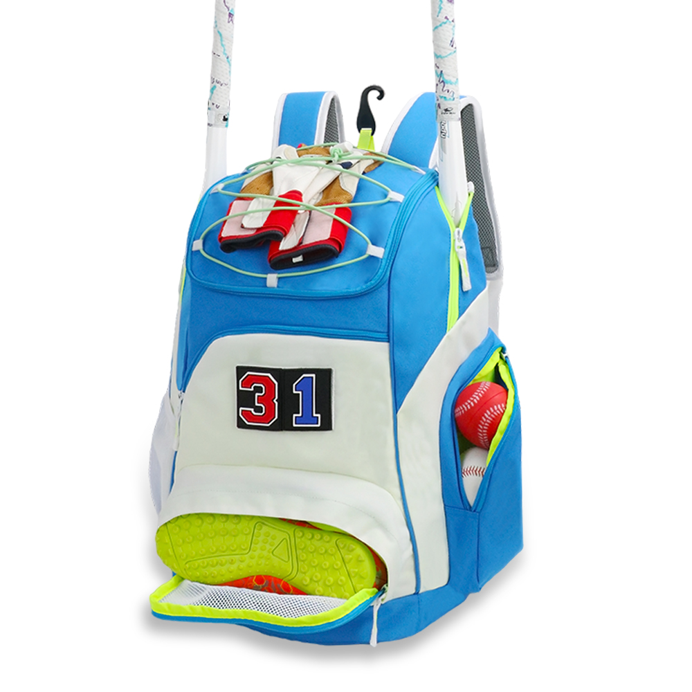 Kopbags Wholesale Blue Softball Bat Bag Baseball Backpack With Shoes Compartment Baseball Travel Bag 