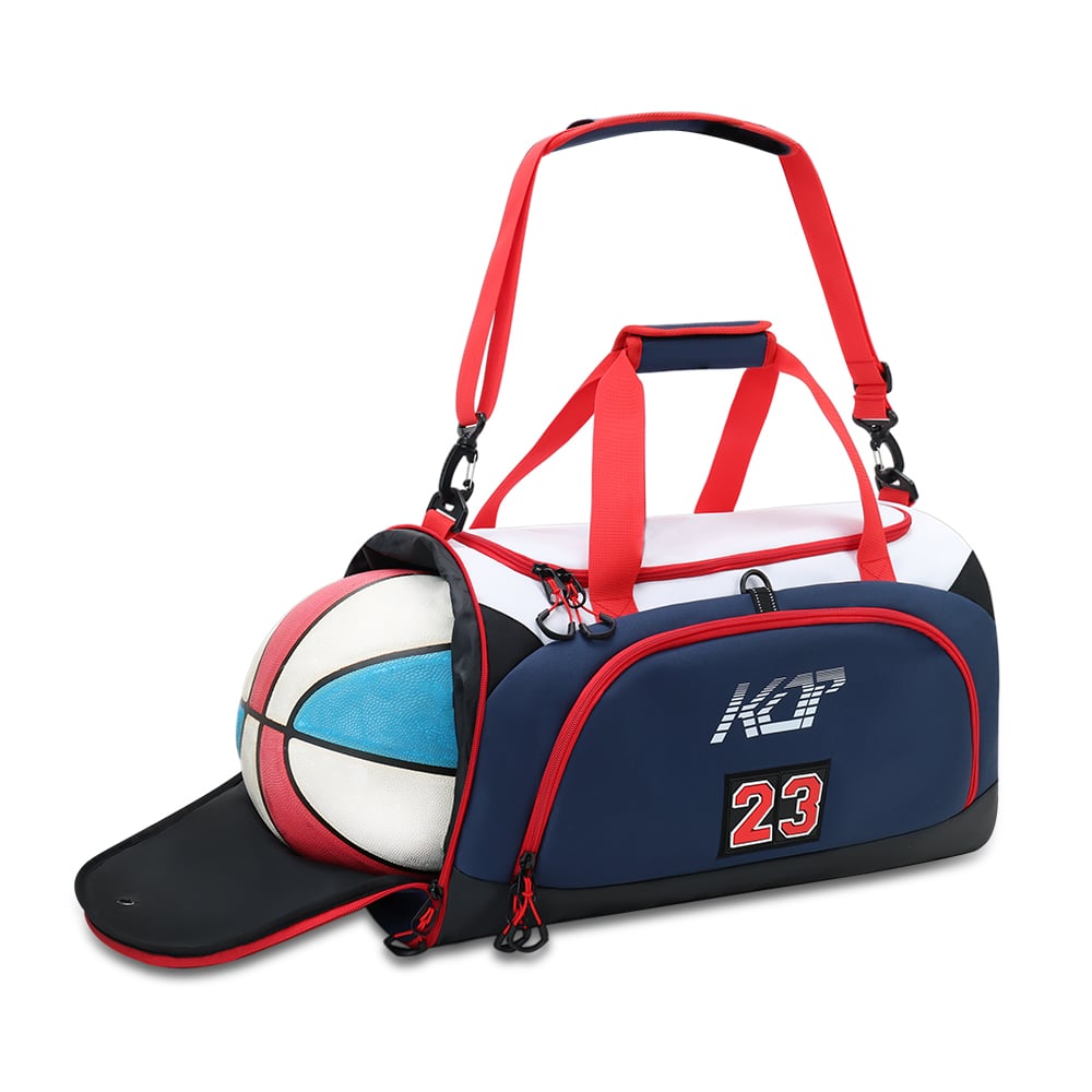 KOP OEM Customize Polyester Soccer Football Basketball Player Duffel Bag for Man and Women with Large Compartment