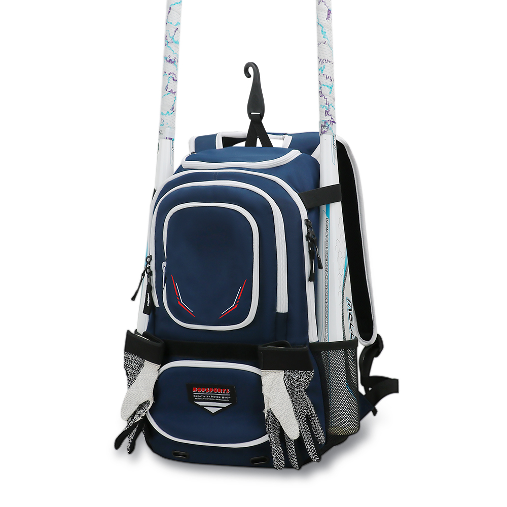 KOP Custom Wholesale Black Charcoal Softball Bag Baseball Backpack with 2 Bats Holders and Cleats Compartment for Players 