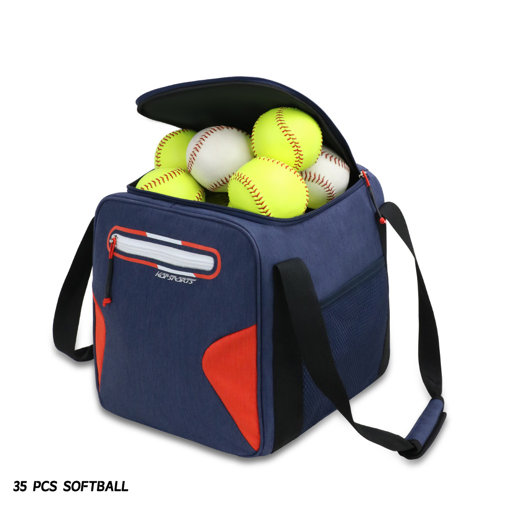 KOP Custom Wholesale Navy Blue Orange Softball Baseball Ball Bag with Shoulder Strap for Team