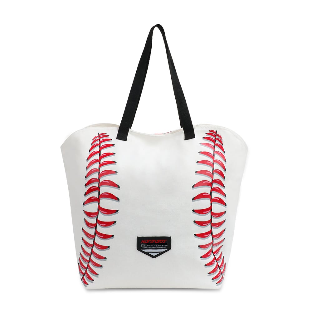 KOP New Wholesale Custom White Canvas Softball Baseball Tote Bag with Large Capacity for Women and Girls 