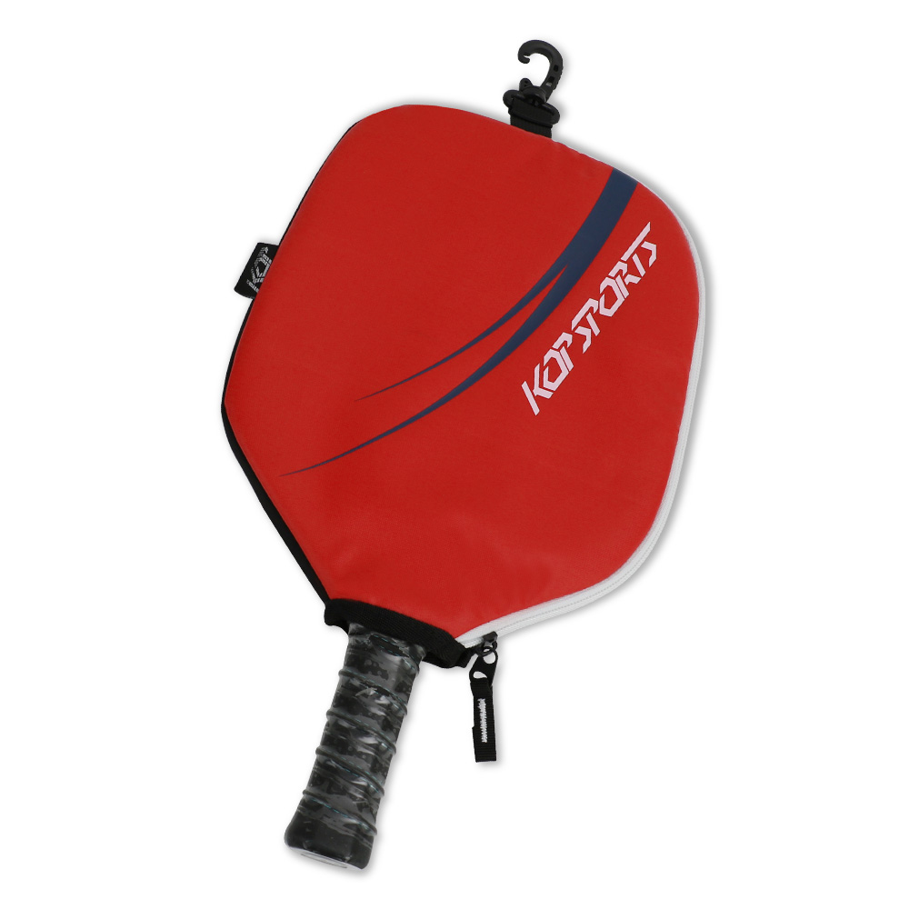 Custodia per racchetta da pickleball KOP OEM, nuova arrivo, personalizzata, colore blu scuro e rosso, con gancio a recinzione