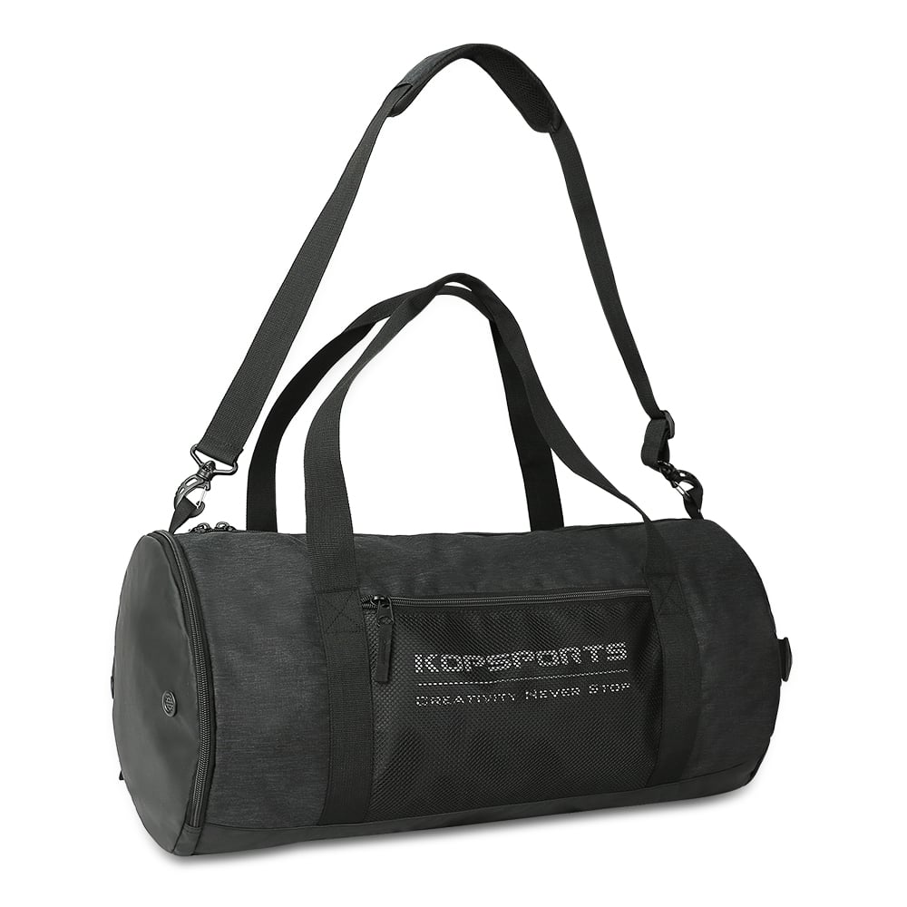 KOP OEM Custom Hot Selling Lightweight Cylinder-Shaped Gym Fitness Duffel Bag for Kids with Large Main Compartment