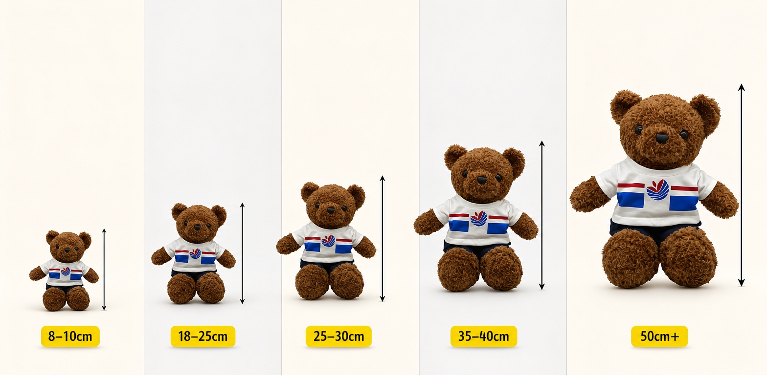 Guía de tamaños para peluches personalizados: Como escoller o tamaño axeitado？