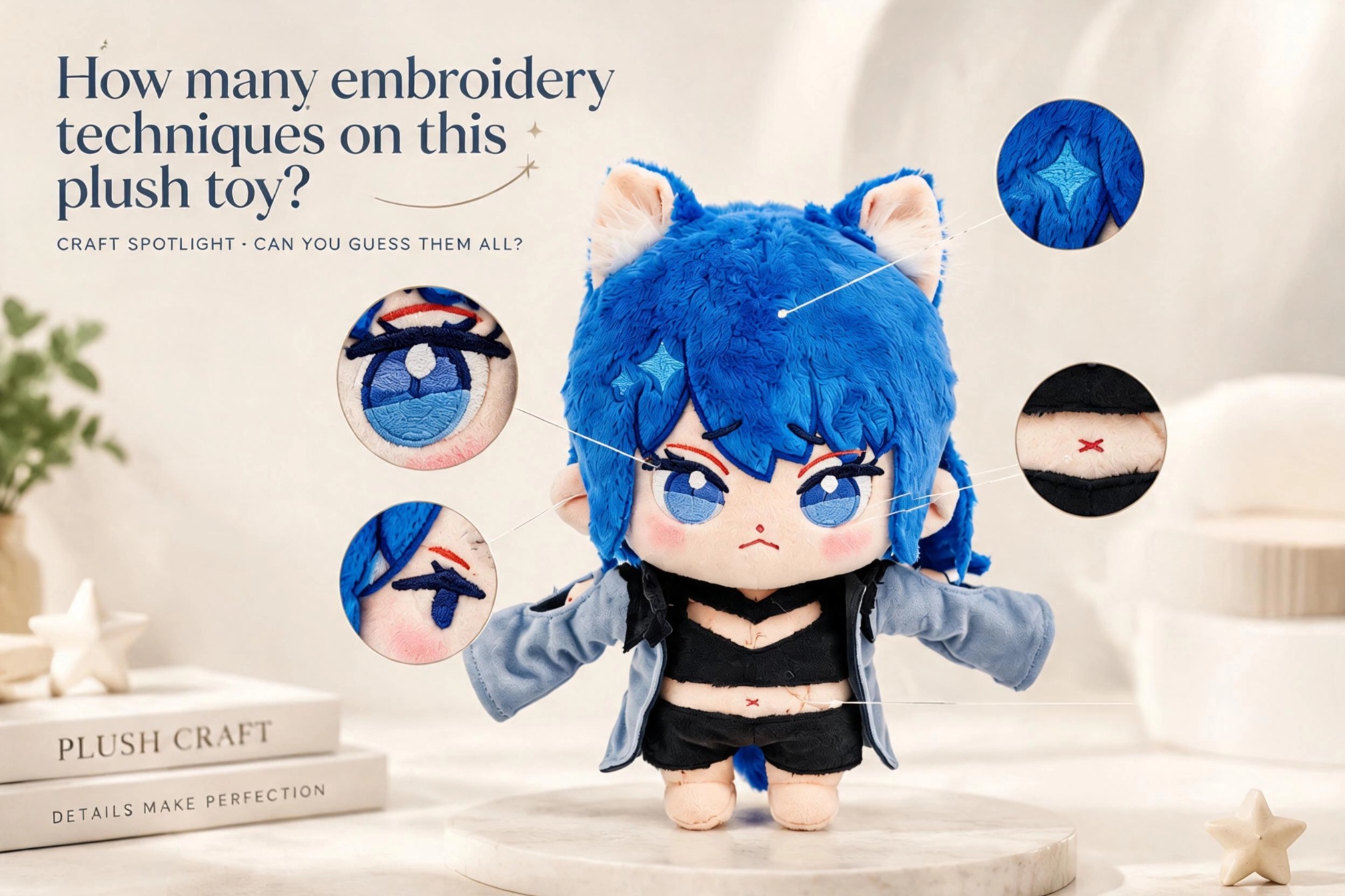 How do you choose the right embroidery technique for custom plush toys?