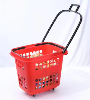 How does a plastic trolley improve stock handling in warehouses and stores?