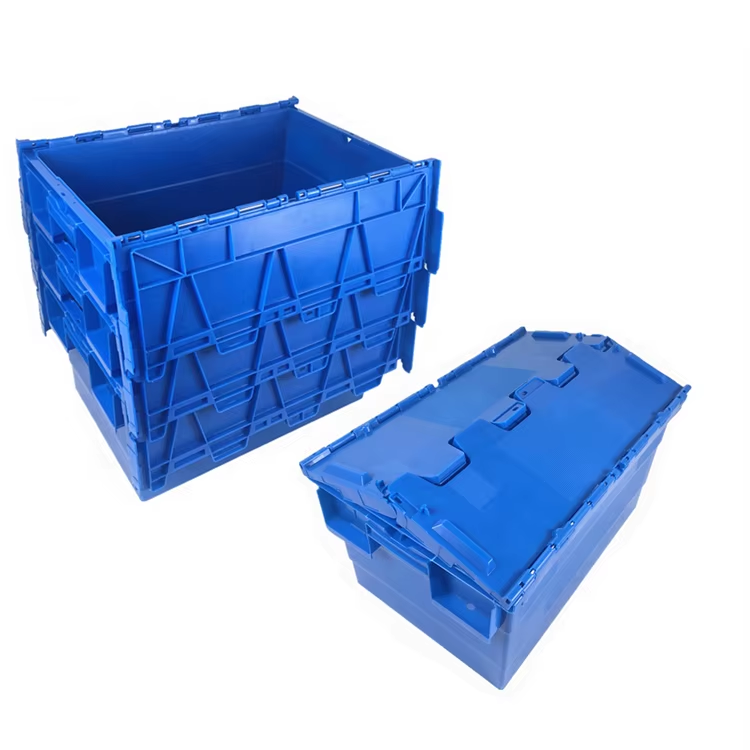 How does a plastic crate improve handling efficiency in food logistics?