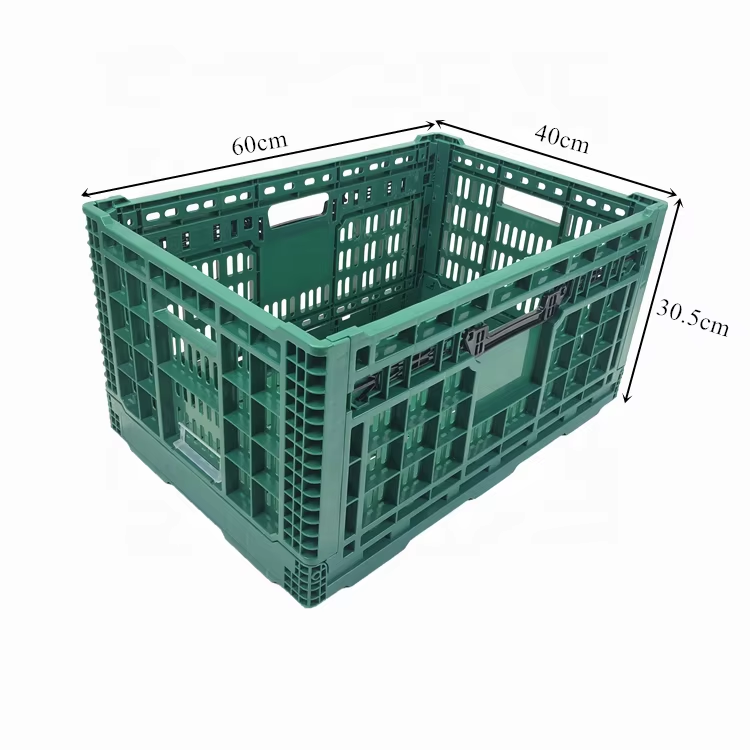How does a folding crate improve storage flexibility in logistics operations?