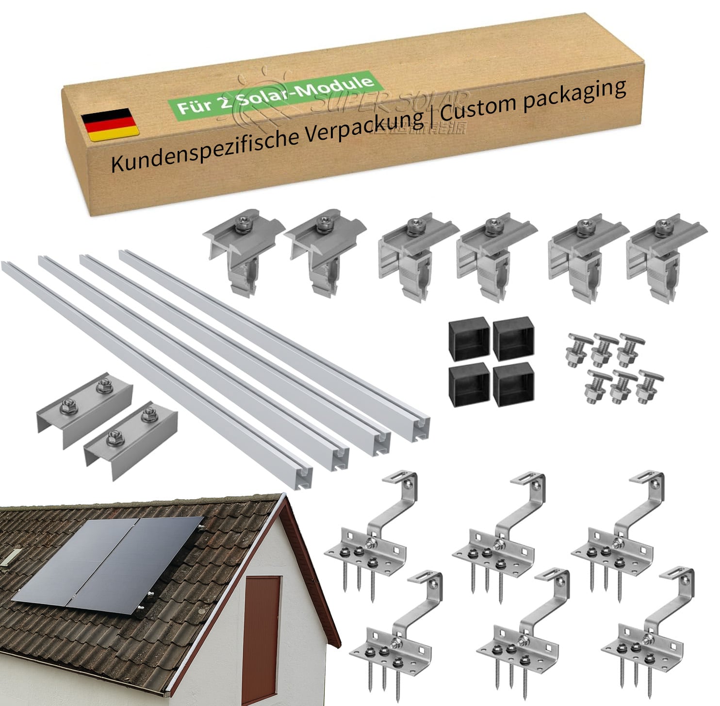 Kit di aggancio per tegole solari in due pezzi