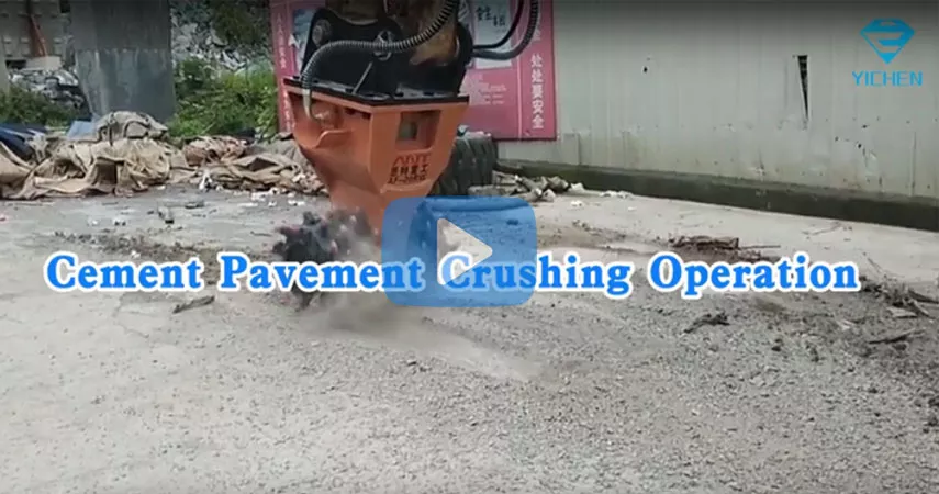 Cement Pavement Crushing Operation by Drum Cutter