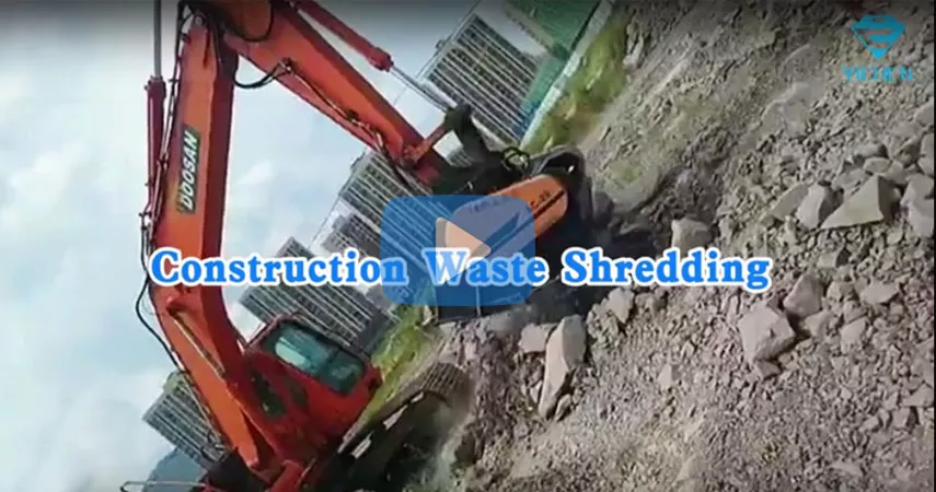 Construction Waste Shredding by Crusher Bucket