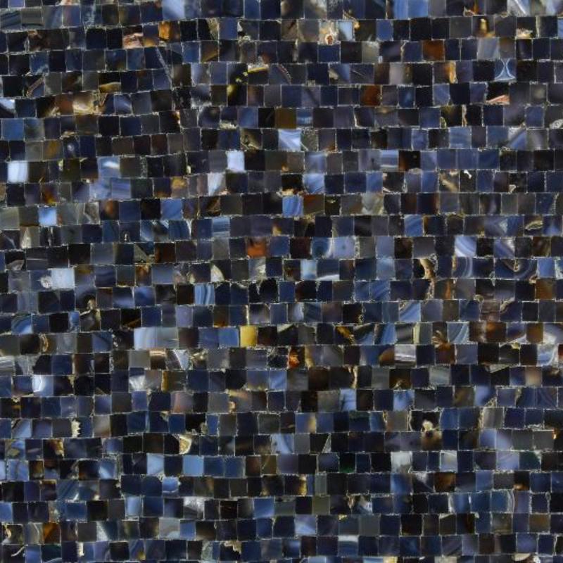 Achat Mosaik Blå Halvädlat Sten Ädelsten Skiva