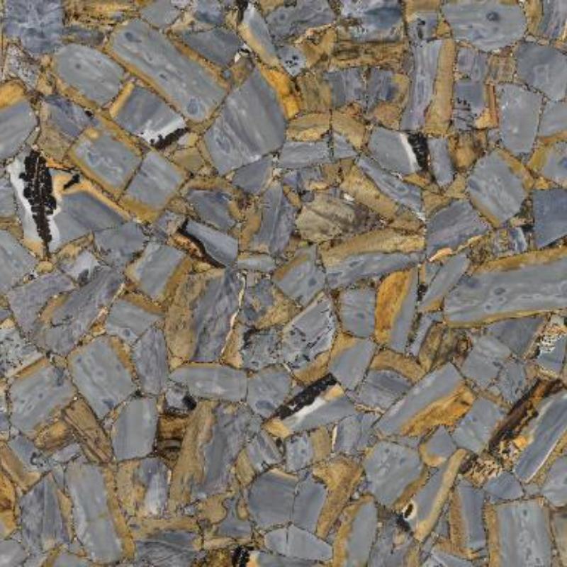 Gul Fossil Halvärdes Stenskiva Ädelsten