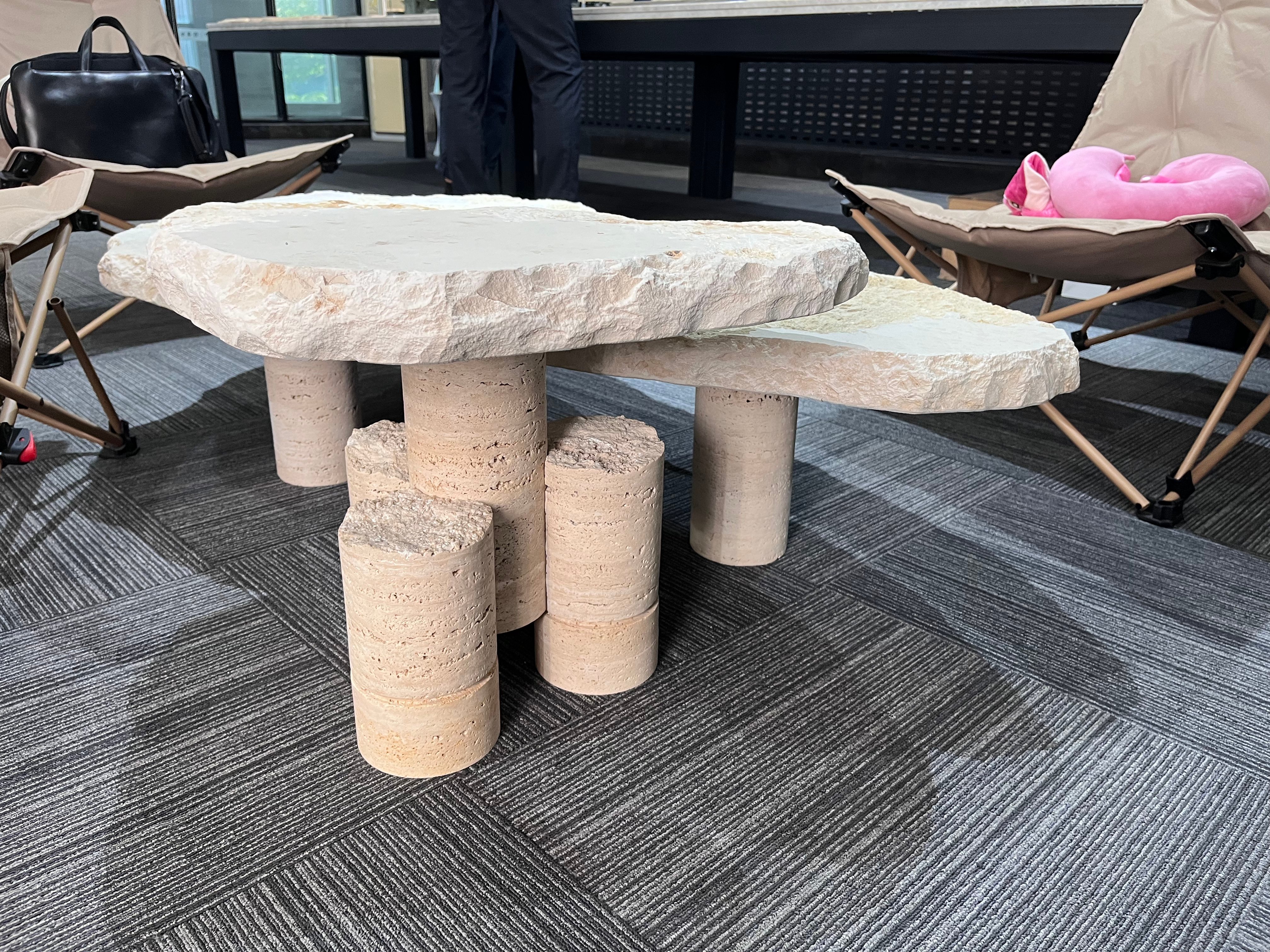 Travertino - Mesa de piedra premium, muebles de piedra, obras de arte en piedra