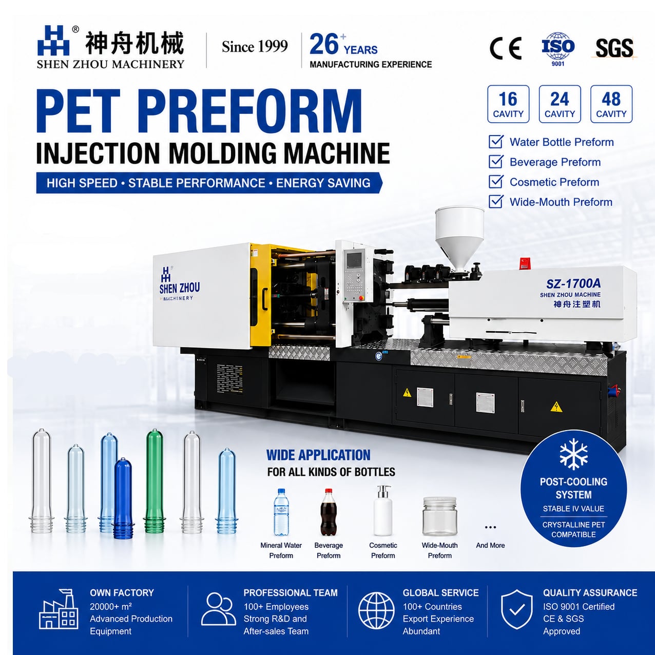 Energy Saving PET Preform for Water and Beverage Bottles Injection Molding Machine