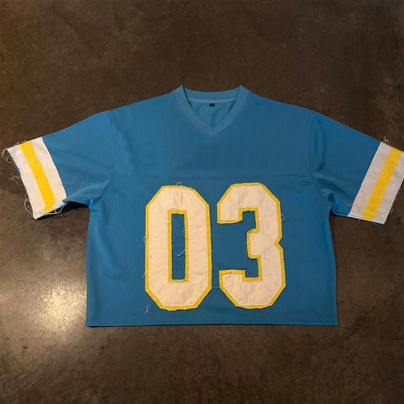 Koszulka typu jersey dla mężczyzn w stylu retro ulicznym na zamówienie – przewiewna siateczkowa tkanina, cyfrowy nadruk lub haft, możliwość dostosowania koloru i wzoru