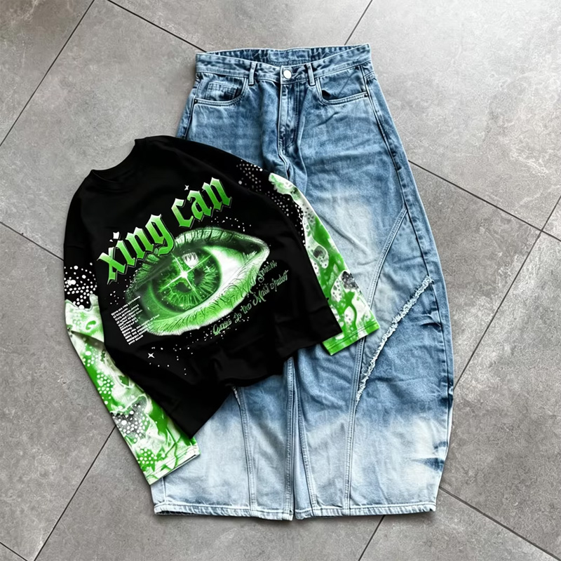 Custom Men's Oversized Boxy Street Casual T-Shirt High Quality Heavyweight 300g Knitted Vintage Premium Digital Print