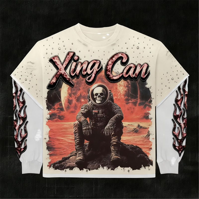 Men's Custom Vintage Street-Style T-Shirt 300g Heavyweight 100% Cotton Loose Fit Solid Color Direct-Printed Logo Decor DTG