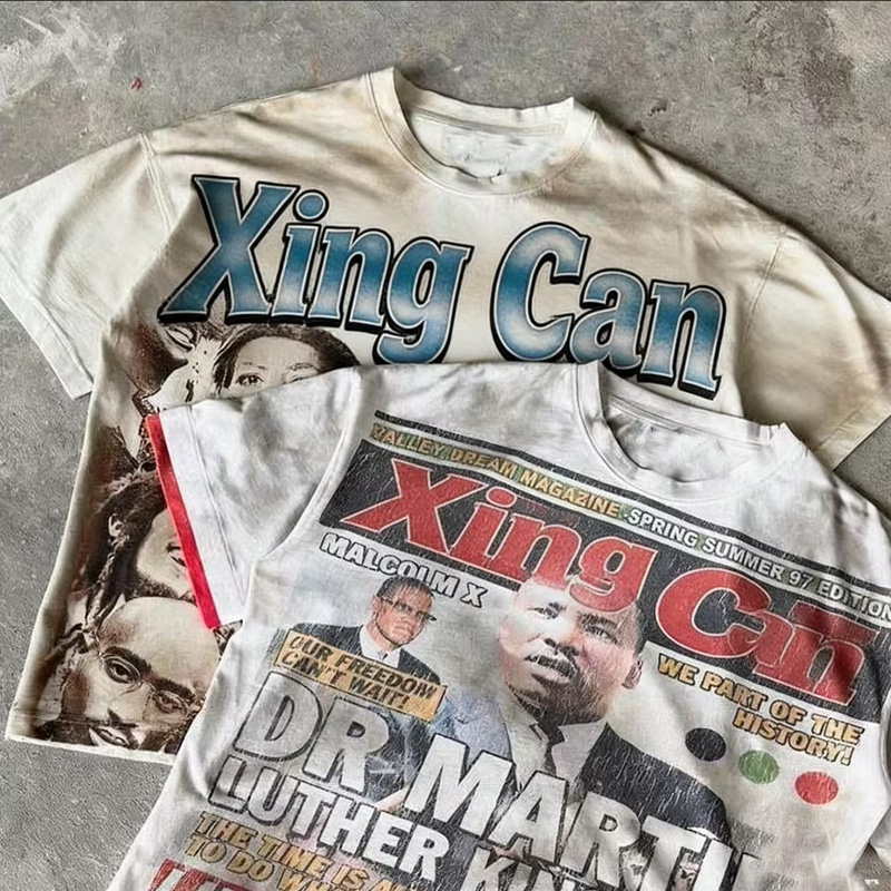 Brugerdefinerede printede streetwear-tshirts i tungt 300 g/m² 100 % bomuld – overdimensionerede, kasseformede tshirts med DTG-print, grafiske motiver, syrefarvet effekt og manga-design