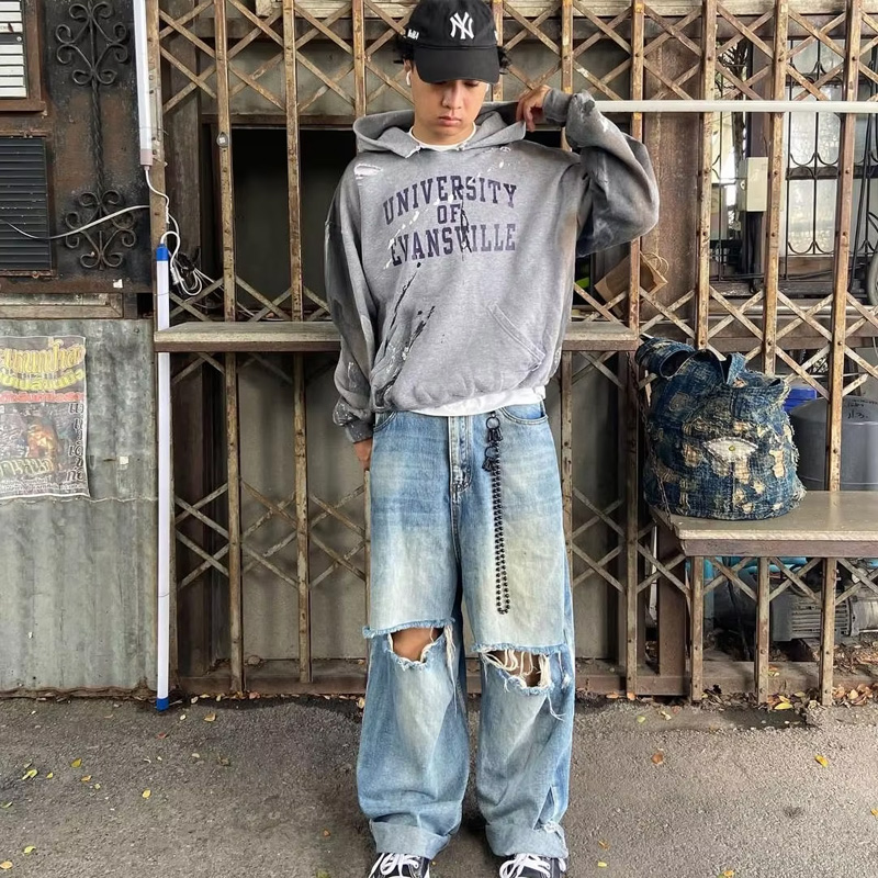 100% katoen swaar vintage straatstyl kaplyn – los pasvorm, aanpasbaar met skerm-druk en LOGO-b letters