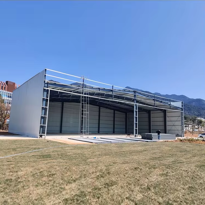 ONE-STOP Service Steel Sandwich Panel Hangar Aircraft Hangar , Steel Structure Hanger Metal Building Hangar Warehouse