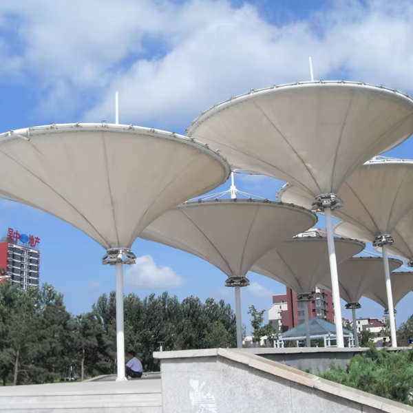 Modern Outdoor Waterproof PVDF Ptfe Tensile Membrane Structure Hotels Parks Architectural Design Manufacturing Plant Landscape