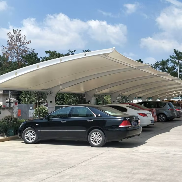 Modern Q235 Steel Car Parking Shed Waterproof Tensile Membrane Structure with PVDF Fabric Canopy Architecture Membrane