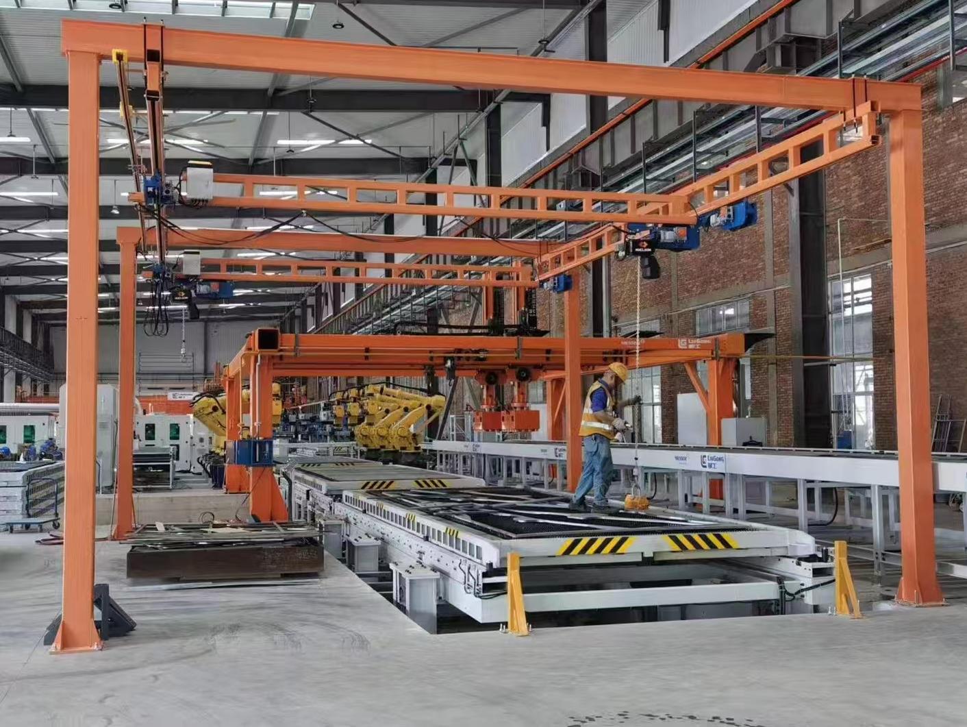 KBK light-duty overhead rail system is equipped with a 1t single-girder monorail crane