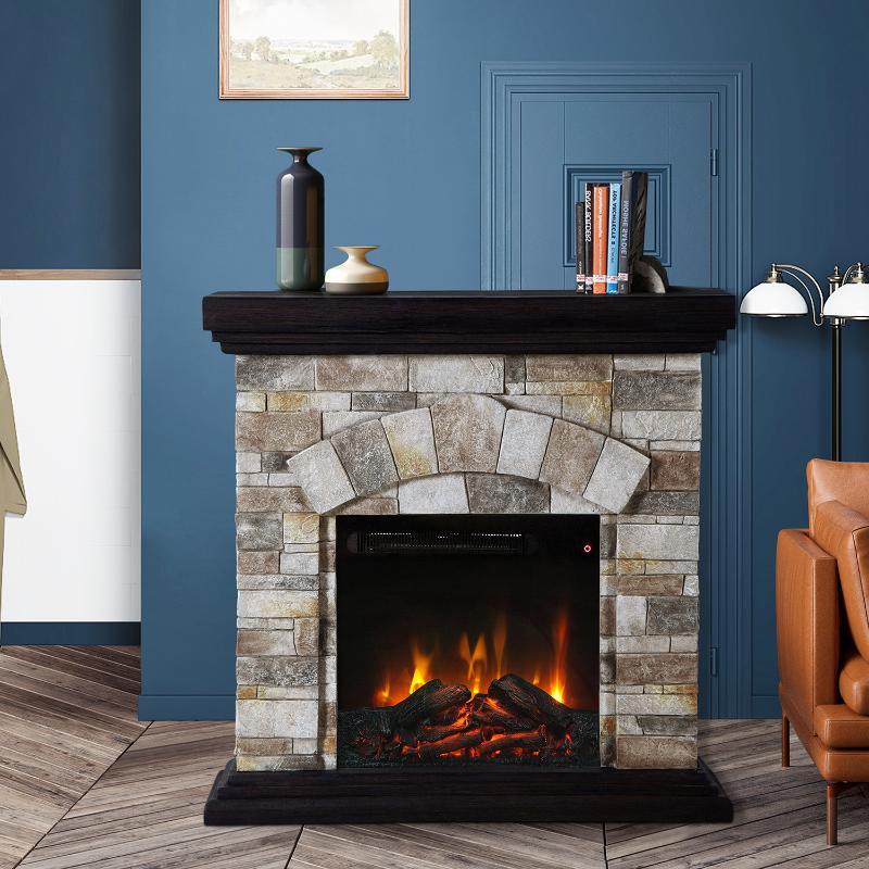 K209076 GREY Electric fireplace with Mgo mantel and remote control Adjustable temperature