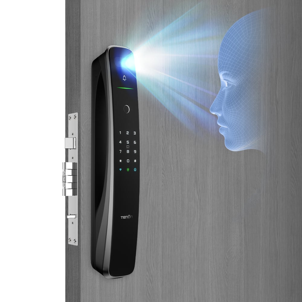 Automatic ID Face Fingerprint Smart Lock with Tuya Wifi Camera Tenon A9 Pro