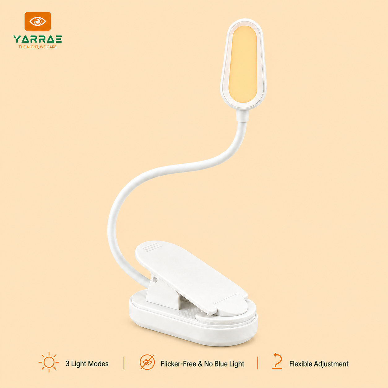 1W 80lm1600K Amber & Full Spectrum Color No Blue Light & Flicker White Body LED Book Light