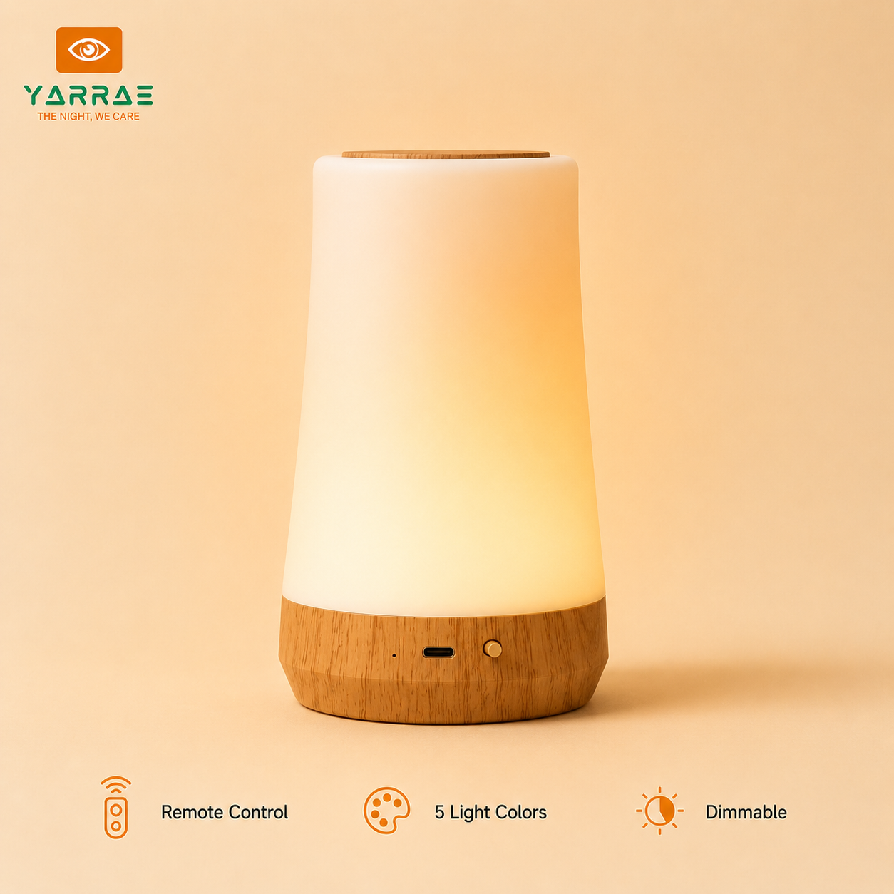 5-Mode Table Lamp with Red, Amber & Adjustable White Light (3000K–6500K) for Bedroom, Living Room & Desk