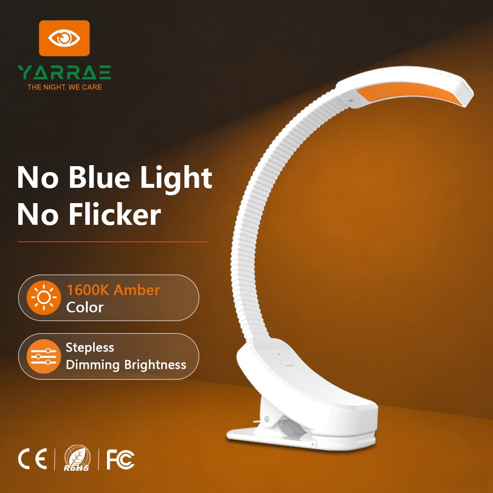 2W Stepless Dimming No Blue 1600K Amber Lighting Color Black Body Led Book Light