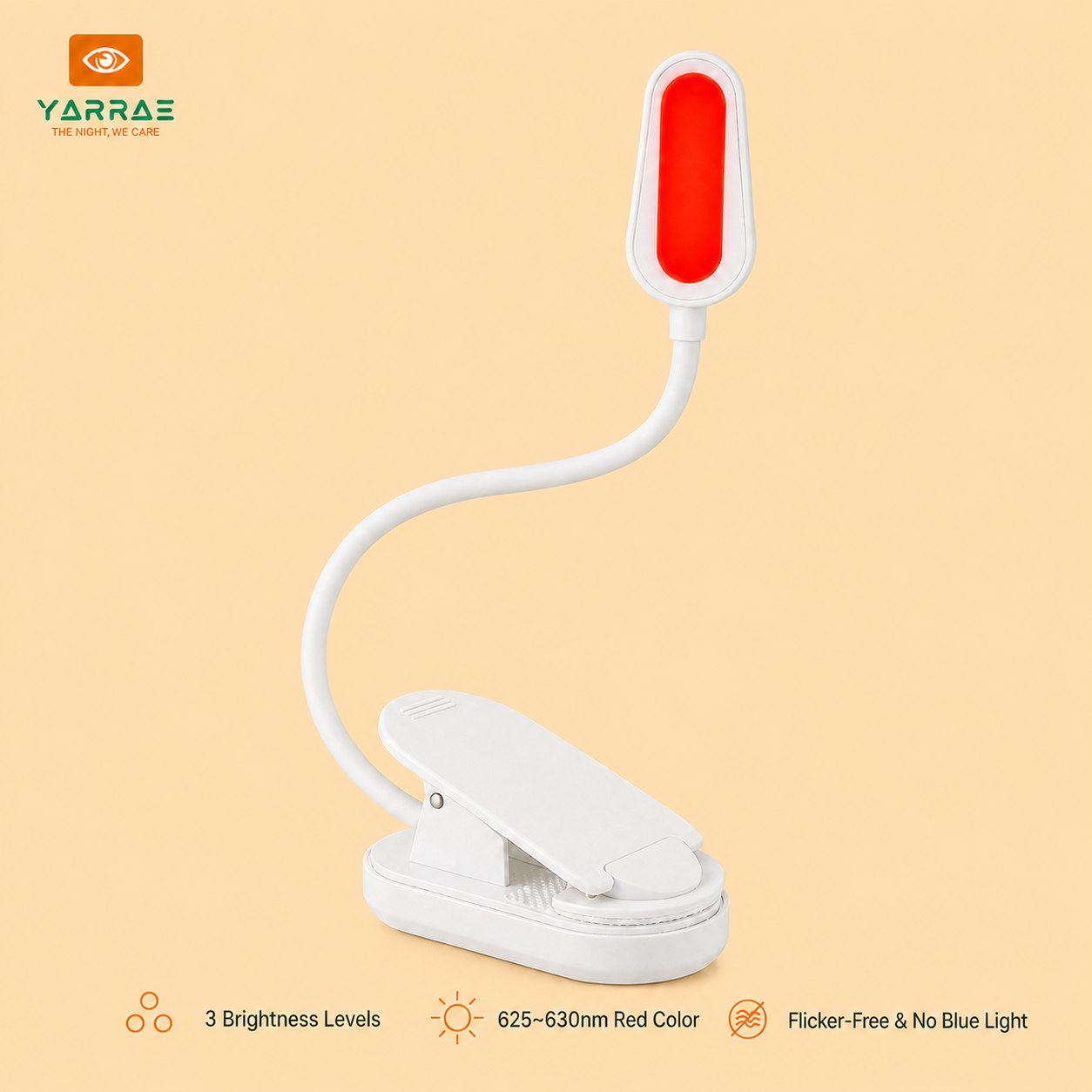 Aid Sleep 625~630 nm 660/670nm Red Color No Flicker No Blue Light White Body LED Book Light