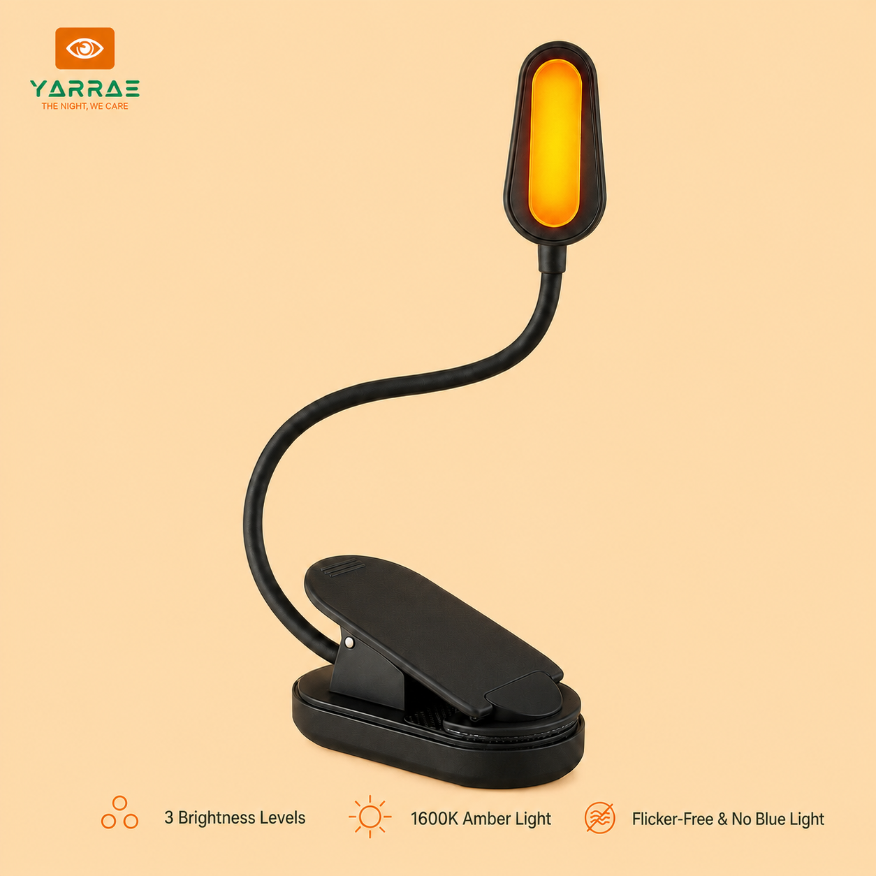 1600K Amber Color Zero Blue Light Black Body LED Book Light