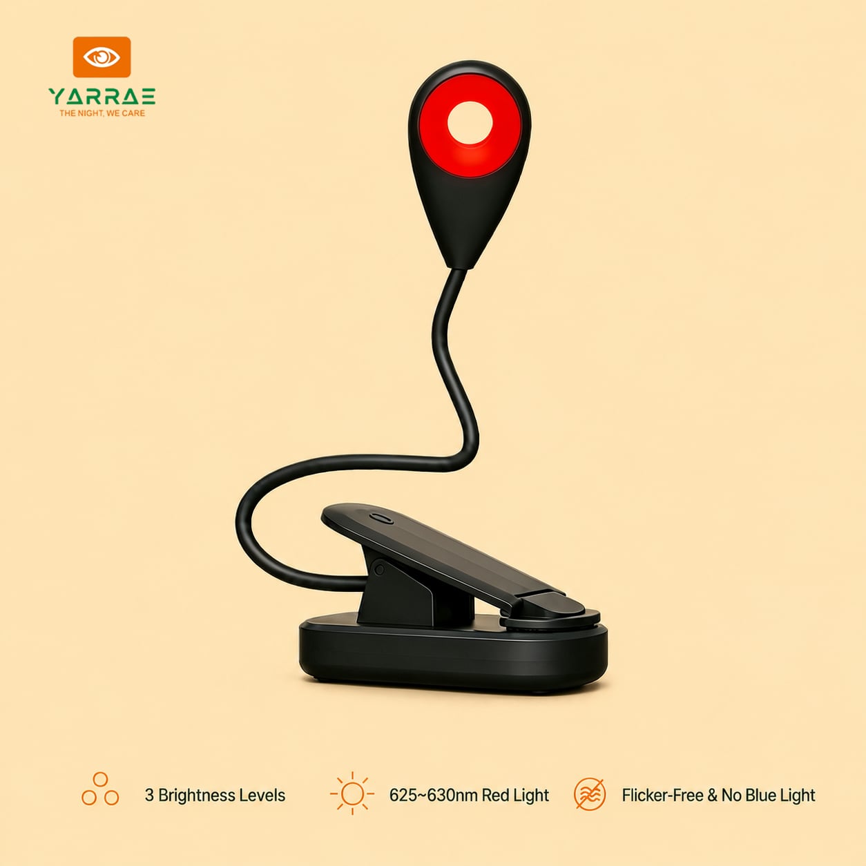625-630nm Kırmızı Gece Işığı 5-50 Saat Kullanım 3 Parlaklık Seviyesi Siyah Cisim Hızlı 1-Saatlik USB Şarjı