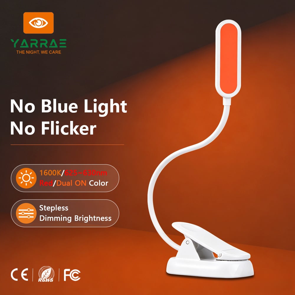 1.5W 120lm Led Book Light 4000K Full Spectrum & 1600K Amber Color Reading Light Black Body Book Light