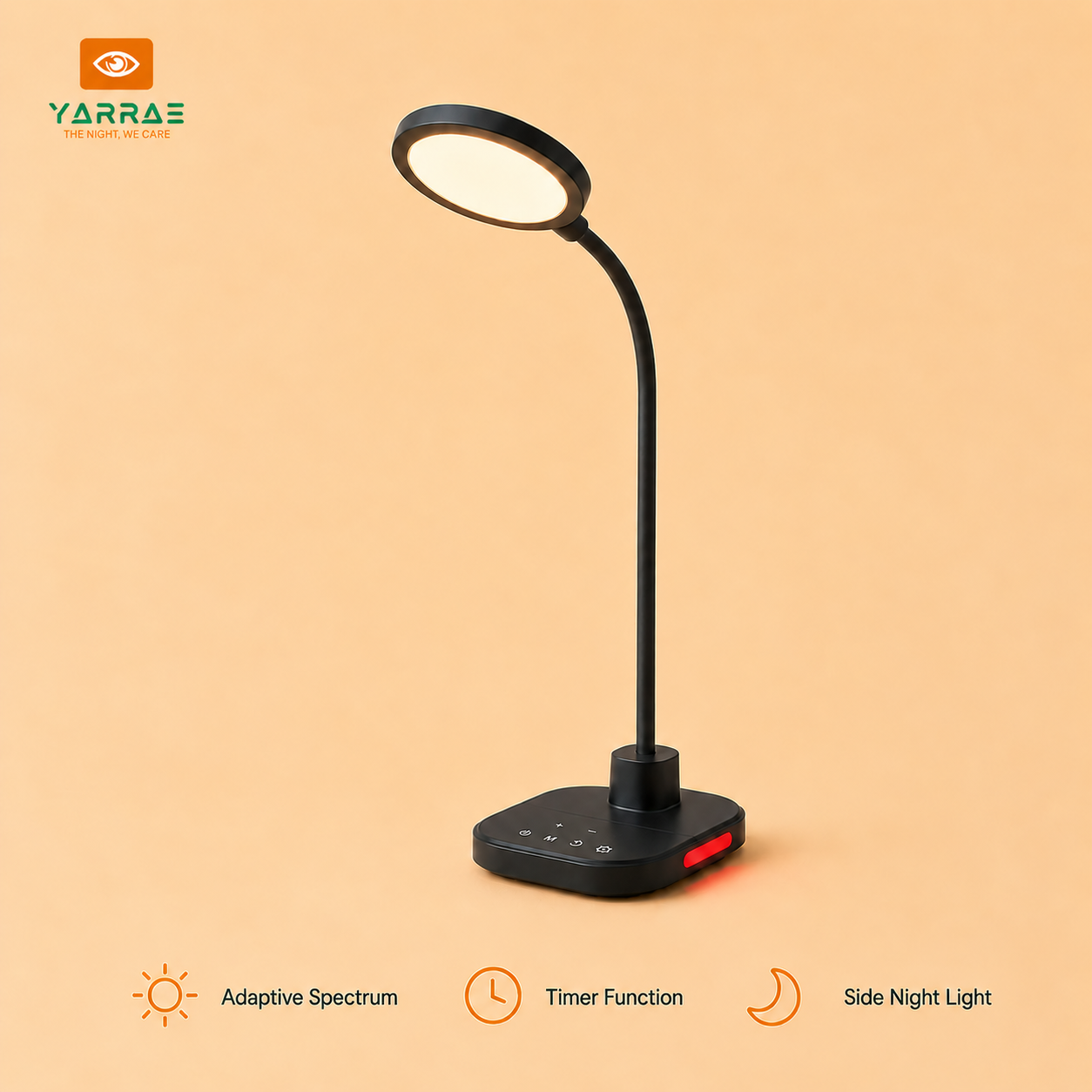 5W Black Dimmable LED Table Lamp with 5 Color Temperatures, Timer and Night Light