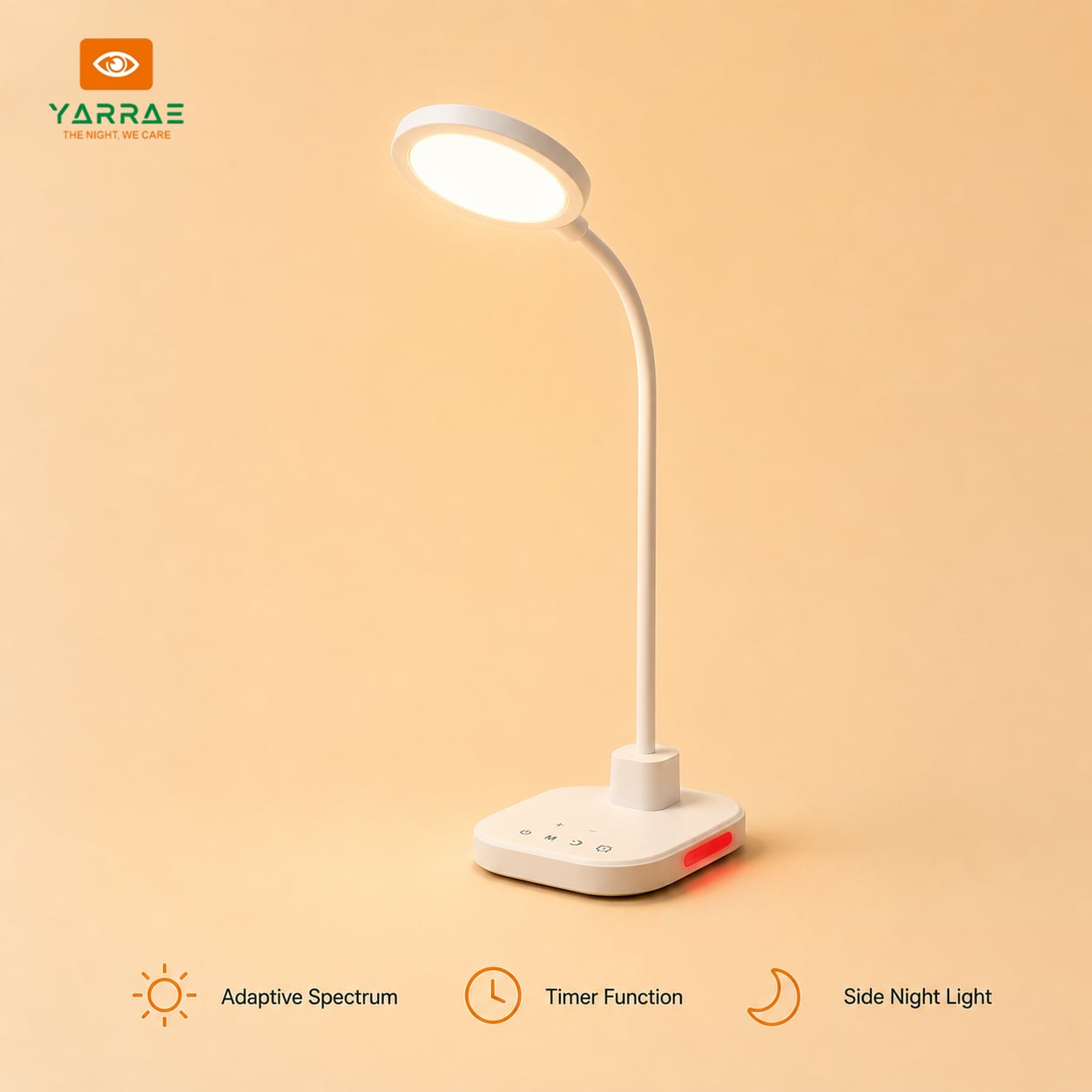 5W Dimmable LED Desk Lamp with 5 Color Temperatures, Timer and Night Light