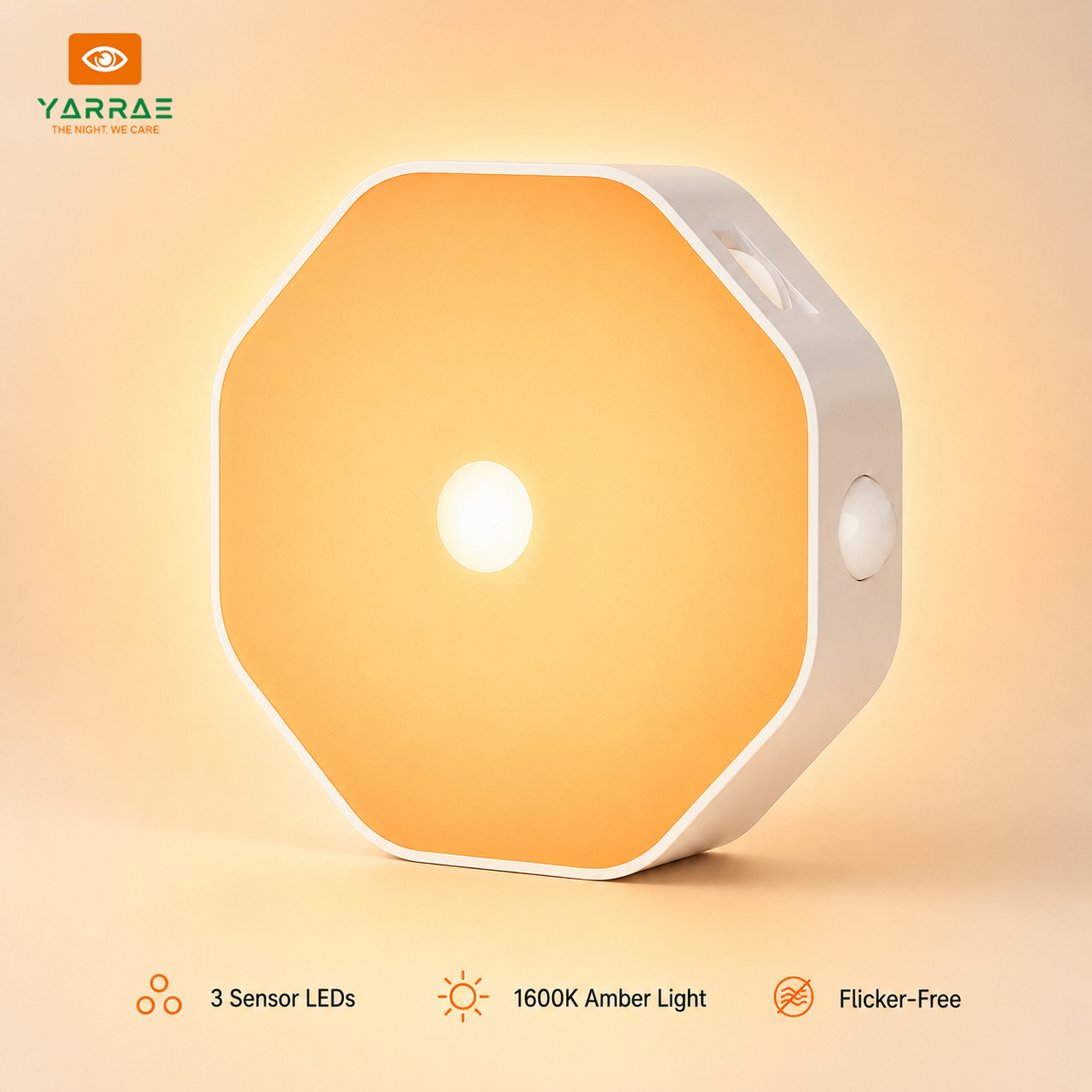 360° Smart Sensor Night Light with 1600K Sleep Amber Light, Dimmable 10H Runtime & Magnetic Base  USB-C Rechargeable