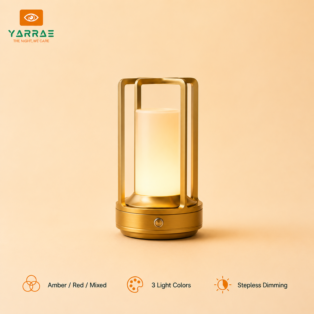 Rechargeable Table Lamp with Red & Amber Light Dimmable Ambient Light for Bedroom, Living Room & Desk