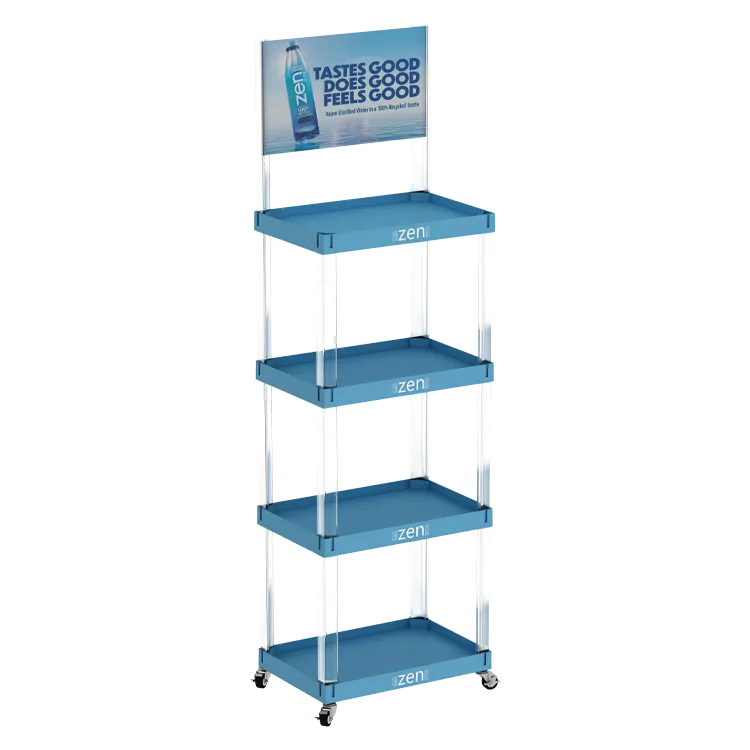 Drinking Water Square Plastic Combination Display Stand | Multi-Layer Retail POP Display